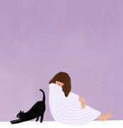 Ilustrație Girl and Cat, Bea Muller