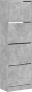 vidaXL Dulap de pantofi 4 sertare rabatabile, gri beton, 60x34x187,5cm