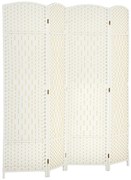 HOMCOM Paravent interior din lemn 4 panouri divizor de cameră pliabil pentru sufragerie dormitor 180 x 180 cm alb | Aosom Romania