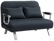 HOMCOM Canapea extensibilă, reglabilă în 5 poziții, aspect de catifea, cadru din oțel, include perne, negru | Aosom Romania