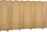 HOMCOM Separator de camere 8 părți pliabil, Divizor de spații, Divizor pentru sufragerie, Dormitor, Birou de acasă, Lemn natural | Aosom Romania