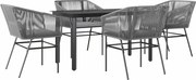 vidaXL Set de sufragerie de grădină 5 piese sticlă poliratan gri