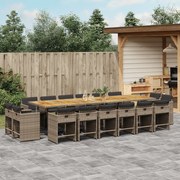 vidaXL Set mobilier de grădină cu perne, 17 piese, gri, poliratan