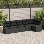 vidaXL Set de canapele pentru grădină cu pernă 6 pcs Negru Rattan poli