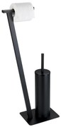 Perie WC cu suport hartie igienica LIRIO, Negru, 68x30x15 cm, WENKO