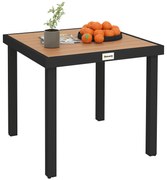 Masa de gradina Outsunny pentru 4 Persoane din Aluminiu, Negru si Culoare Lemn | Aosom Romania