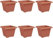 vidaXL Vază pătrată pentru flori 6 pcs Roșu cărămidă Plastic