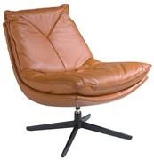 Fotoliu pivotant tapitat cu piele George Earth Clay