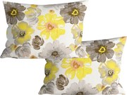 Set 2 bucati fete de perna decorative din microfibra FEONELLE 50x70 cm, galben-gri