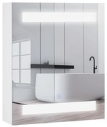 Dulapior de Baie HOMCOM cu 1 Usa Basculanta Oglinda si Lumini LED 60 x 50 x15cm | Aosom Romania