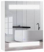 HOMCOM Dulap Baie cu 1 Usa Basculanta Oglinda si Lumini LED 60 x 50 x15cm | Aosom Romania