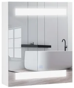 HOMCOM Dulap Baie cu 1 Usa Basculanta Oglinda si Lumini LED 60 x 50 x15cm | Aosom Romania