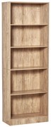 HOMCOM Bibliotecă Etajeră cu 5 Niveluri pentru Cărți cu 3 Rafturi Reglabile Antirăsturnare Depozitare pentru Living Birou Studiu 63x29,5x176 cm Lemn Natural | Aosom Romania