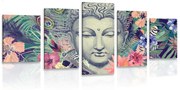 Tablou 5-piese Budha pe un fundal exotic