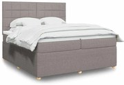 vidaXL Pat box spring cu saltea, gri taupe, 200x200 cm, textil