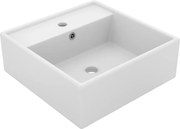 vidaXL Chiuvetă lux cu preaplin, alb mat, 41x41 cm, ceramică, pătrat