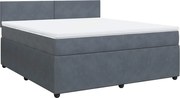 vidaXL Pat box spring cu saltea, gri închis, 180x200 cm, catifea