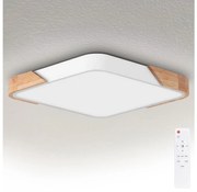 Brilagi - Plafonieră LED dimabilă PILANA, 60W, 230V, stejar/alb, 56x56 cm + telecomandă