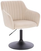HR190N Scaun Crem din Catifea cu Bază Neagră