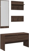 vidaXL Set mobilier de hol, 4 piese, stejar maro, lemn prelucrat
