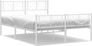 vidaXL Cadru de pat metalic cu tăblie, alb, 150x200 cm