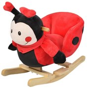 Balansoar din plus cu melodii NOVOKIDS™ Lady Bug XXL, 1-7 ani, Dimensiuni 56x30x46 cm, Max 30 kg, Model Gargarita, Rosu cu Negru