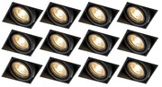 Set de 12 spoturi îngropate negre GU10 orientabile fără rama - Oneon