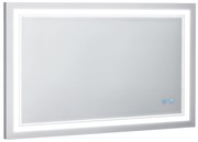 kleankin Oglindă de baie cu iluminare LED, Funcție de memorie, Comutator tactil, Protecție împotriva stropirii cu apă, Argintiu | Aosom Romania