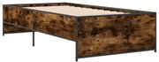 vidaXL Cadru de pat, stejar fumuriu 100x200 cm lemn prelucrat și metal