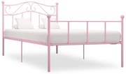 vidaXL Cadru de pat, roz, 90 x 200 cm, metal