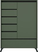 Comodă, verde smoke/negru, LONGY REG1D5S1K