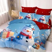 Lenjerie de pat 2 persoane, bumbac finet, 6 piese, 2 fete, Craciun SPAC2329