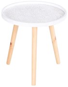 Masuta de Salon Moderna Rotunda HOMCOM, Masuta de Cafea cu Margine Ridicata si Trei Picioare, pentru Camera si Sufragerie, din Lemn Alb si Auriu