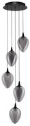 Lustra moderna cu 5 pendule LED, Metal, Sticla, Fumuriu, Nali