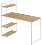 Birou MAX 4.0 SONOMA cu raft si picioare albe 120x44 cm