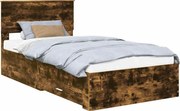 vidaXL Cadru de pat Stejar fumuriu 100 x 200 cm Lemn compozit