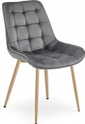 Scaun Bucatarie/Dining Joy Gri Inchis Catifea,Picioare Metalice, Finisaj Lemn