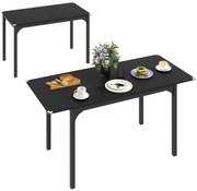HOMCOM Masă de Grădină Extensibilă pentru 4-6 Persoane cu Picioare din Oțel, 160x70x75 cm, Negru | Aosom Romania
