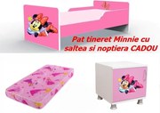 Pat tineret Minnie roz cu saltea si noptiera