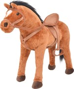 vidaXL Cal de jucărie din pluș în picioare, maro
