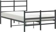 vidaXL Cadru pat metalic cu tăblie de cap/picioare , negru, 120x200 cm