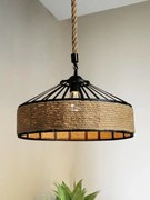 Lustră Rustică cu Soclu E27 – Ø300 mm, Design Autentic din Lemn și Metal