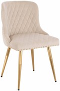 HR940 Scaun cu picioare aurii Crem din Catifea