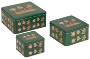 Containere metalice pentru biscuiți, 3 bucăți, verde