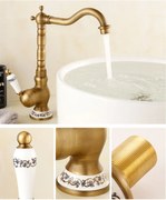 Baterie bucatarie TRENDY'S, bronz antichizat , cu broderie ceramica