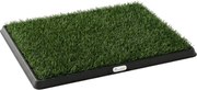 PawHut Toaletă pentru câini 63 x 50,5 cm, toaletă cu 2 covorașe de iarbă artificială lavabile, pentru pui și câini, pentru balcon, acasă, Negru+Verde | Aosom Romania