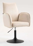 HR280N Scaun Crem din Catifea cu Bază Neagră