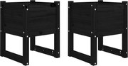 vidaXL Jardiniere, 2 buc, Negru, 40x40x52,5 cm, lemn masiv de pin