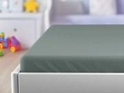 Cearceaf jersey pentru patut copii gri-verde 70 x 140 cm