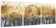 Tablou - Copaci aurii (cu ceas) (90x30 cm)